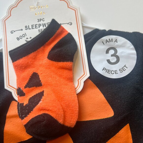 NWT Modern Kids 3 Piece Sleepwear Set Boo Pumpkin Halloween Pajamas Size 18M NEW - Picture 3 of 8